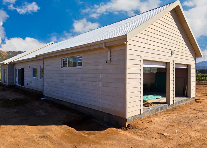 A garage in the building process